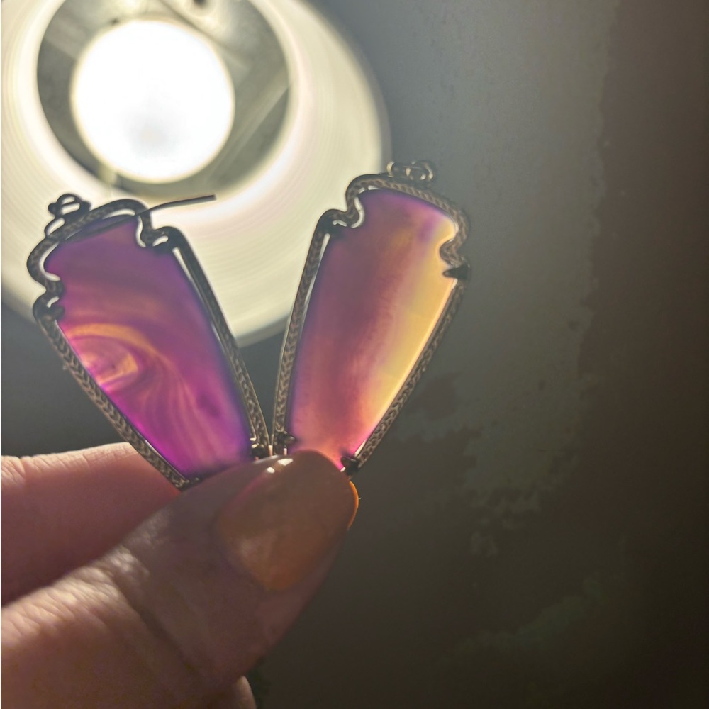 Purple and Orange Iridescent Earrings